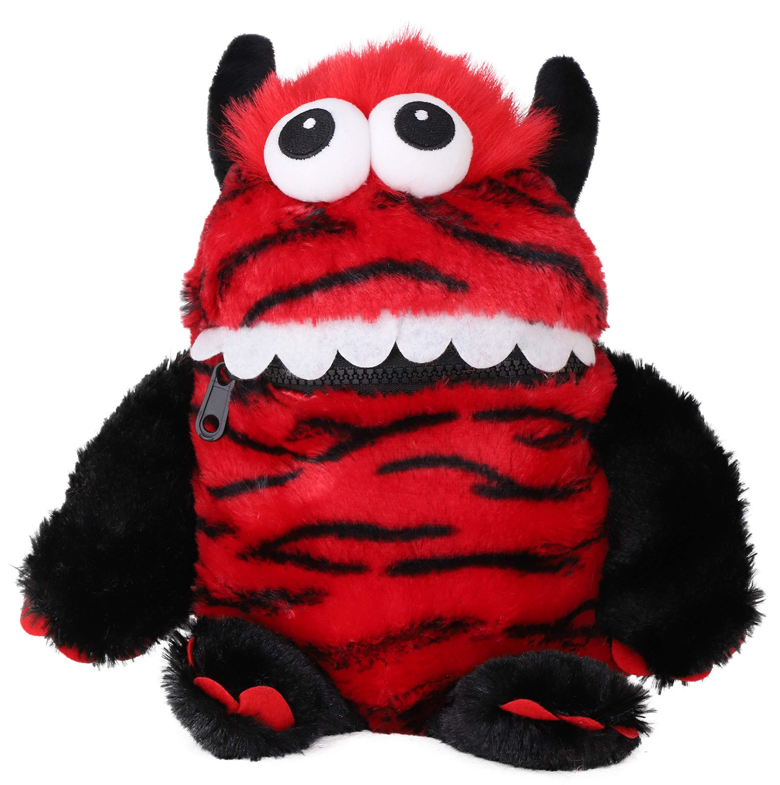 Toyland Zorgmonster pluche knuffel rood en zwart 23 cm