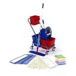 Floorstar FCK L SOLID 50 cm Reinigungswagen im SET komplette Austattung zur Reinigung, SOLID Serie verchromt