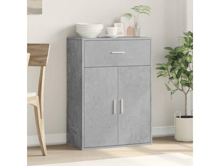 KTHLBRH Anrichte grau Beton, 60 x 30 x 84 cm, Holz, mehrschichtig Kapazität 75 kg, Montage erforderlich, viel Platz für Gegenstände, modernes Design