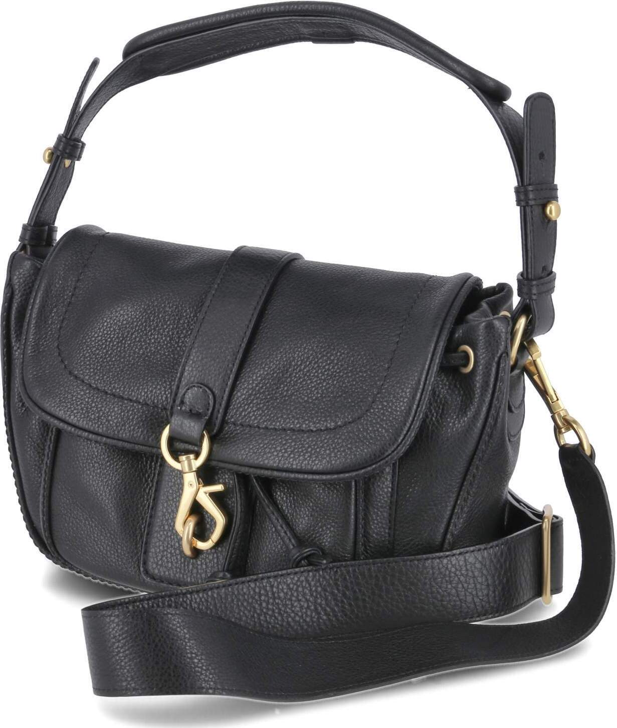 Abro Damen Saddle Bag/ Schultertasche/ Umhängetasche STAR SADDLE Schwarz Glattleder -