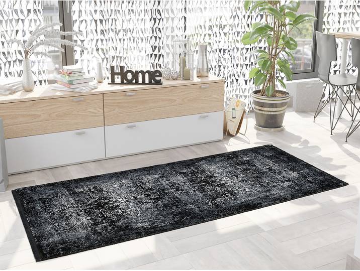 Tapis de couloir Noir Precision 80 x 250cm Gris