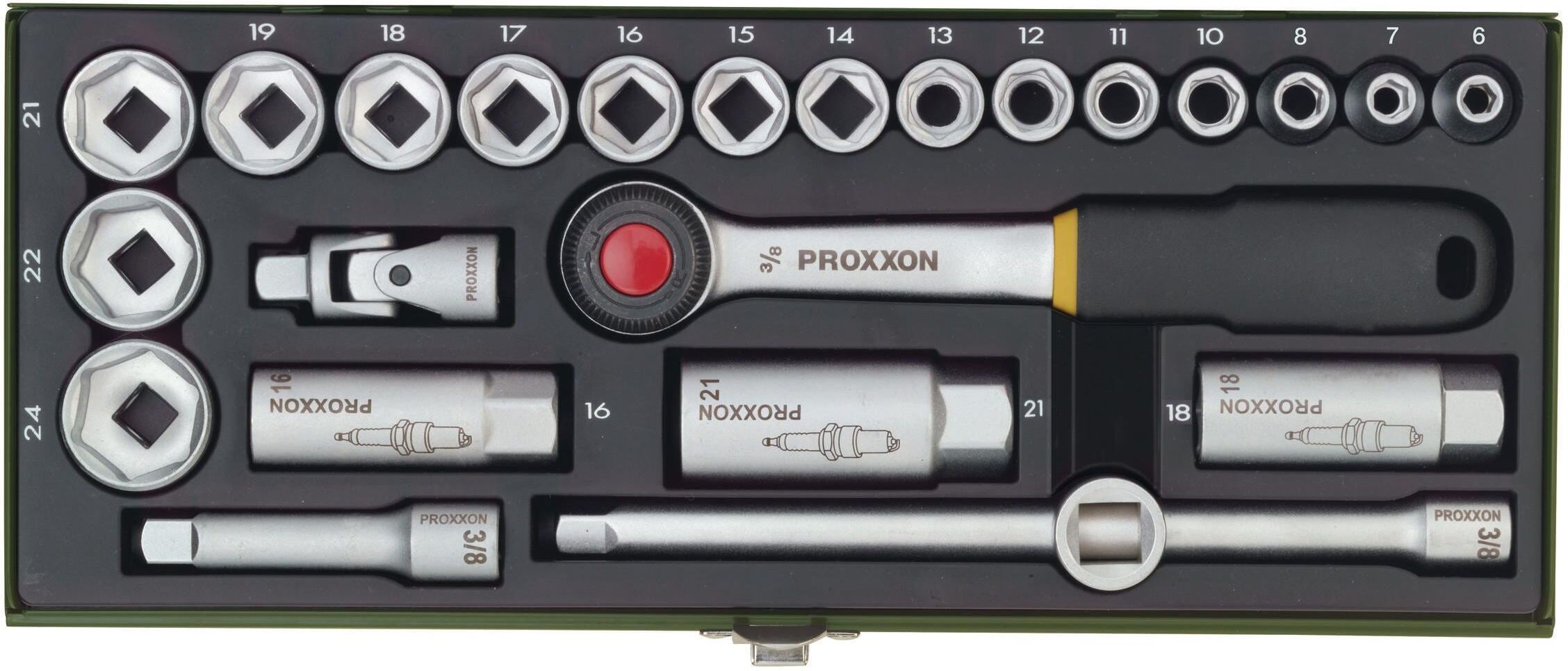 Steckschlüssel PROXXON "3/8 Zoll« (24tlg.)", silber (silberfarben), Materialmix, Schraubenschlüssel, Steckschlüssel silberfarben Einheitsgröße