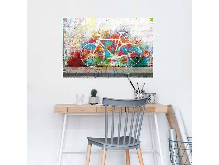 Poster Graffiti Fahrrad Papier Multicolore 61 x 92 x 0cm