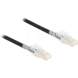 DELOCK 80257 - Patchkabel Cat.6a S/FTP, 3 m, schwarz, Set mit Secure Clips