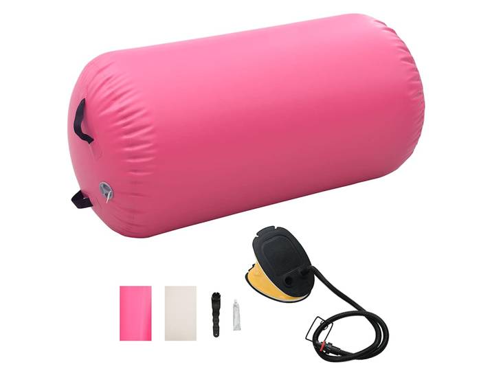 vidaXL Aufblasbare Gymnastik-Rolle mit Pumpe 120x90 cm PVC Rosa
