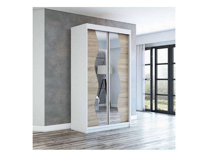 A&J MöbelLand GmbH Schiebetürenschrank RIMO mit Spiegel (TOP ANGEBOT! TOP PRODUKT! Wählen Sie das ideale Modell für Ihr Schlafzimmer) Breite: 120 cm, 160 cm, 180 Höhe: 215 cm, Tiefe: 59,5 cm