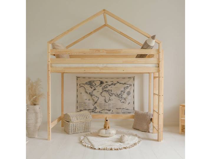 Lit cabane mi-hauteur 90x190 sommier inclus Candice Bois