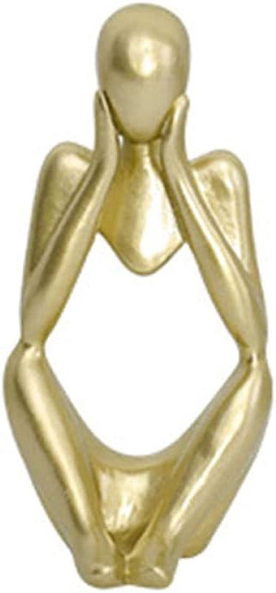 Abstract Beeld Hars Sculptuur met Uniek Hol Ontwerp in Wit Zwart Goud voor Kantoor Decoratie