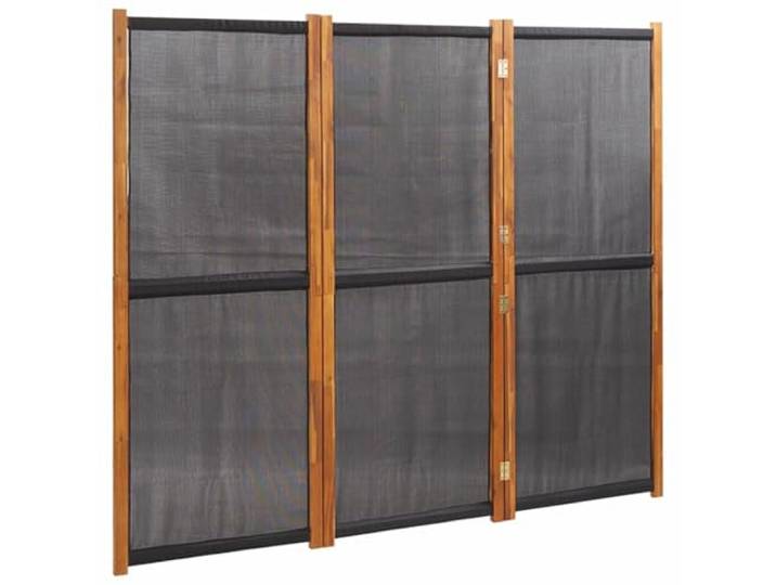 3-teiliger Raumteiler aus massivem Akazienholz und Textilene, schwarz, 210x180 cm, klappbarer Paravent für Innen und Außen, als Sichtschutz oder Dekoration nutzbar