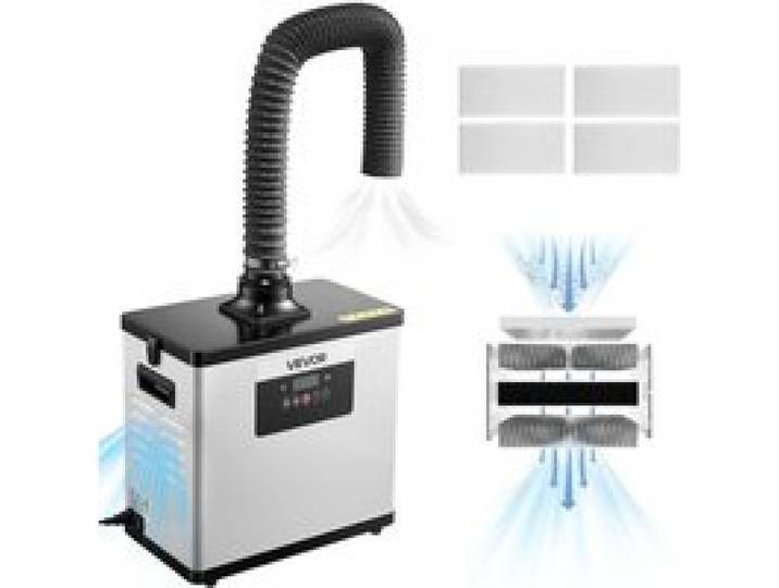 VEVOR Lötrauchabsaugung, Schweißrauchabsauger mit 3-in-1-Filter, Saugleistung von 510 m³/h, 10 Geschwindigkeitsstufen, Ferngesteuerter Bürstenloser Motor, Geeignet für Lasergravur & 3D-Druck
