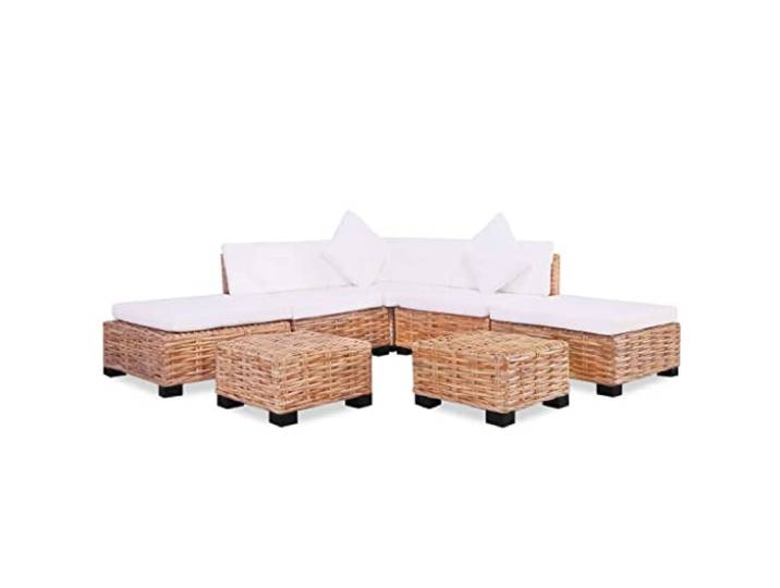 vidaXL Jeu de Canapés 18 pcs Salon de Jardin Mobilier de Patio Meubles de Terrasse Mobilier d'Extérieur Arrière-Cour Véranda Rotin Naturel