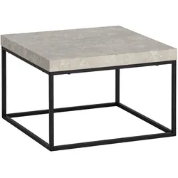 KADIMA DESIGN Couchtisch 60x60x38 cm Sandfarben Sofatisch in Stein-Optik Modern, Design Wohnzimmertisch Quadratisch, Loungetisch Beige, Kaffeetisch Metallbeine
