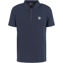 EA7 für Herren. 8NPF13_PJRGZ Poloshirt mit Reißverschluss und Logo, marineblau (L), Lässig, Gelb, Viskose, Kurzarm
