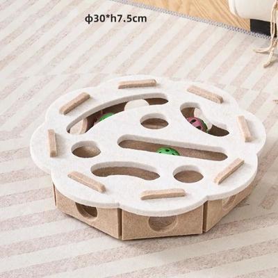 Uplifted Finds Vertical Sisal Scratching Post With Interactive Toy flower White