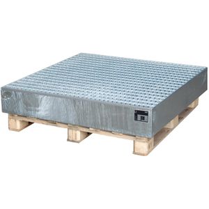 BAUER Auffangwanne 2029, aus verzinktem Stahl, 120 x 120cm, mit Stahl-Gitterrost, 216 Liter