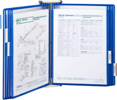 Tarifold Sichttafelsystem, Wandhalter, Metall + Sichttafeln, PVC, für DIN A4, 10 Stück, blau