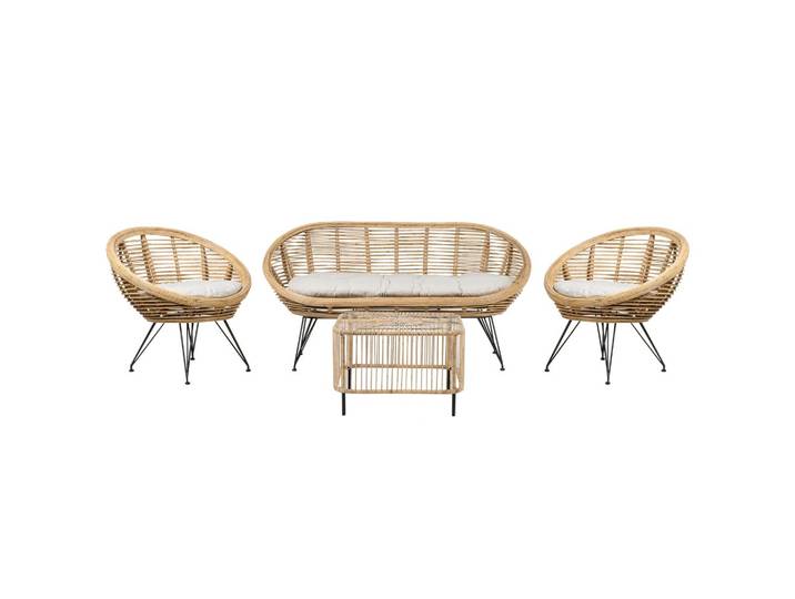 4-SITZER LOUNGE SET Rattan Natürlich Maratea/Cesenatico