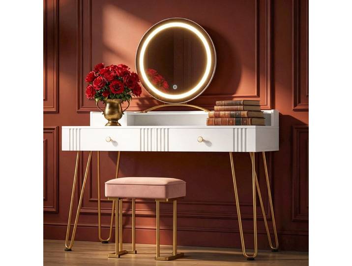 Coiffeuse avec Tabouret et éclairage Coiffeuse avec Miroir