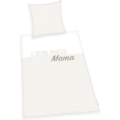 Herding 4459280050 - Lieblings-Mama Bettwäsche-Set, Baumwolle, 80x80/135x200 cm