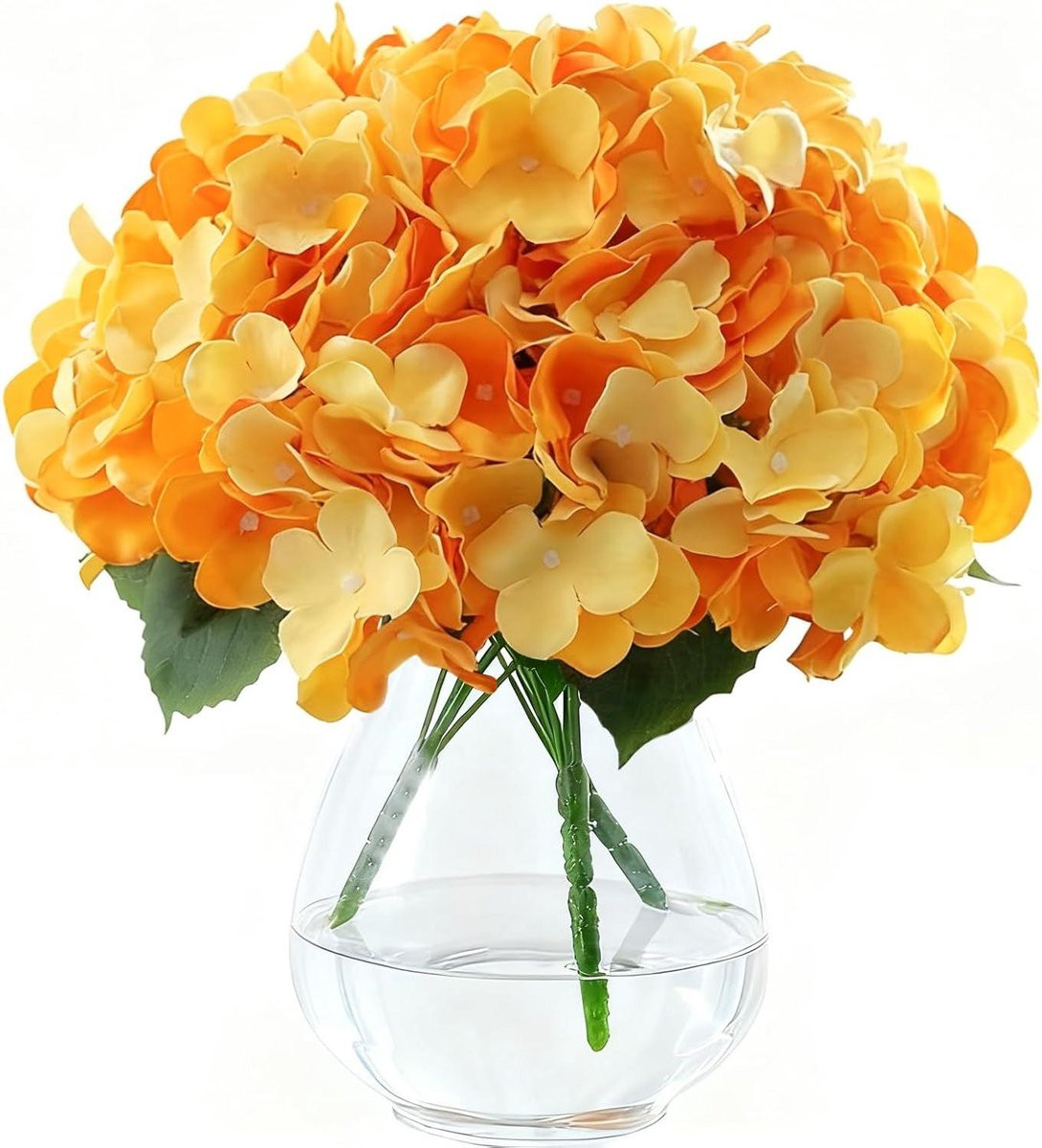 Oranje Kunsthortensia van zijde - Realistische nepbloemen voor decoratie - 33 cm lengte