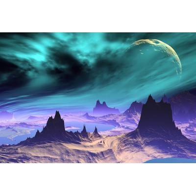 Fototapete PAPERMOON "PLANETEN-FUTURISTISCH WELTRAUM MOND GALAXIE UNIVERSUM", bunt, B:4,5m L:2,8m, Vlies, Tapeten