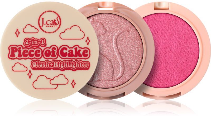 J.Cat Beauty 2 In 1 Piece Of Cake blusher with illuminator shade 104 Having Fairy Good Day 12.1 g