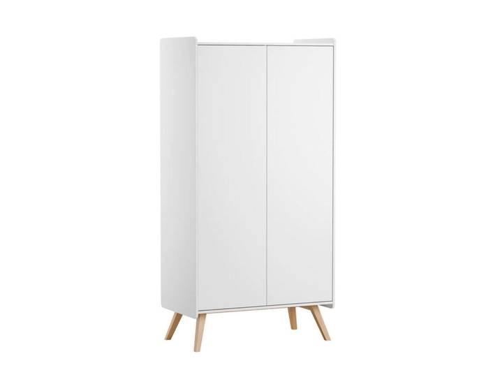 Petits-meubles Babykleiderschrank 2 Türen Vintage Weiß, Holzwerkstoff, 100x200x58 cm, Schlafzimmer, Kleiderschränke