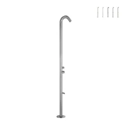 Sined Quartu Edelstahl 316l Außendusche Mit Kopfbrause Und Fußwaschhahn h 2289 Cm Inox