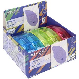 Westcott Kleberoller E-730502 00, 8mm x 14m, permanent, 5 Stück