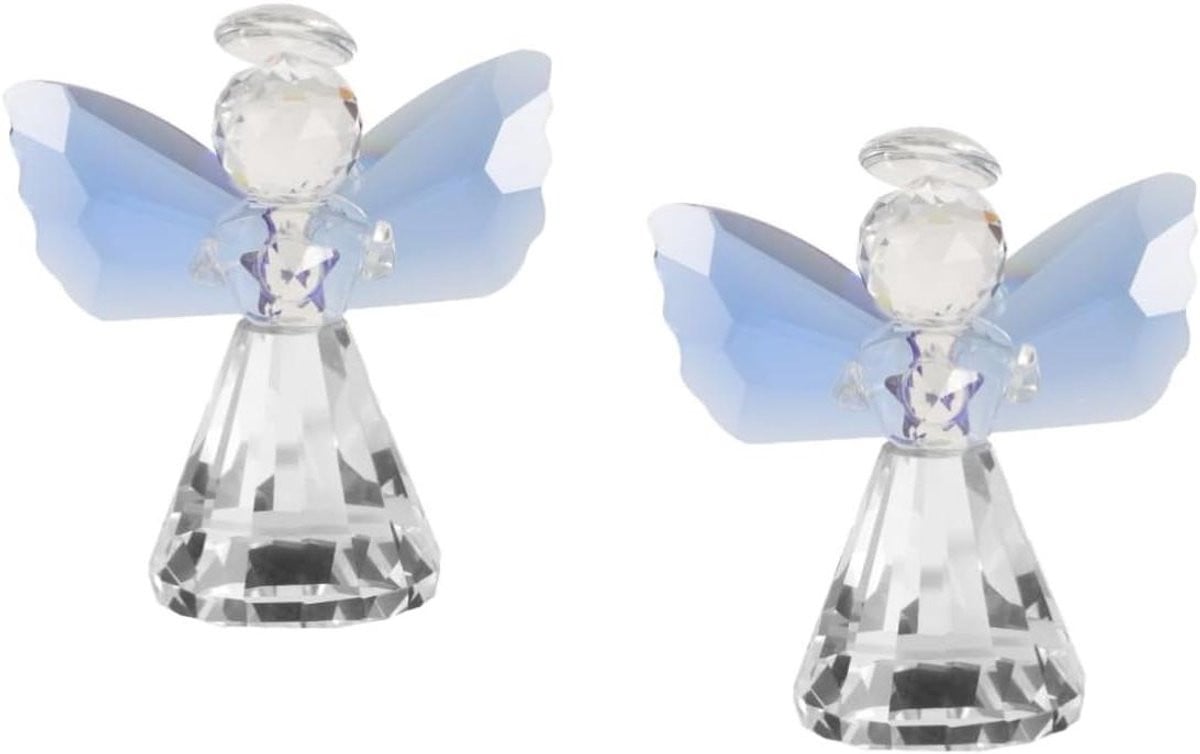 Set van 2 Kristallen Engel Ornamenten - Heldere Beschermengel Beeldjes voor Tafeldecoratie