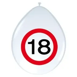 18. Geburtstag Verkehrsschild 8 Luftballons