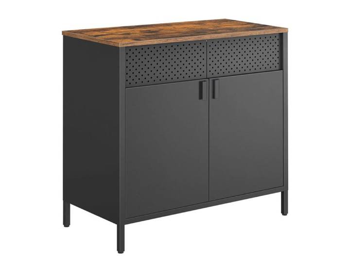 Buffet de rangement - HELLOSHOP26 - 80x40x76 cm - 2 portes - Étagère réglable - Style industriel