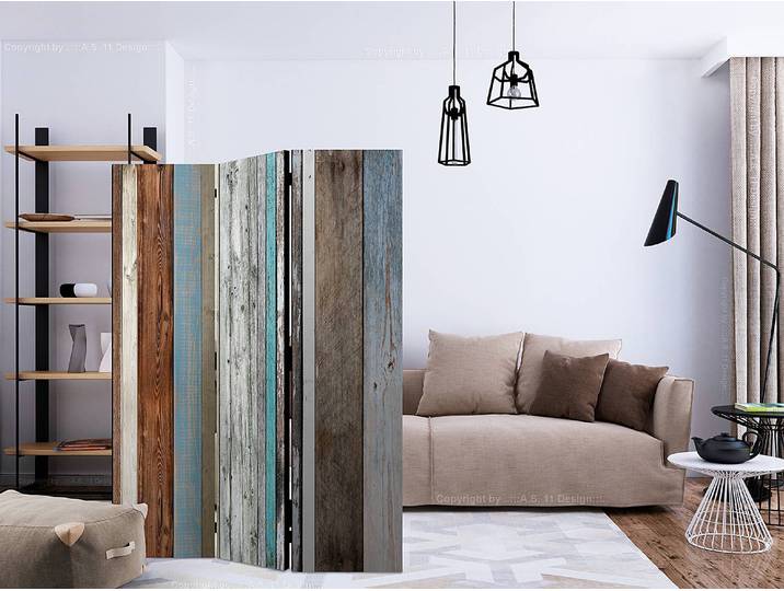 Paravent Colors Arranged 1-seitig Vlies auf Massivholz Multicolor 135 x 172cm