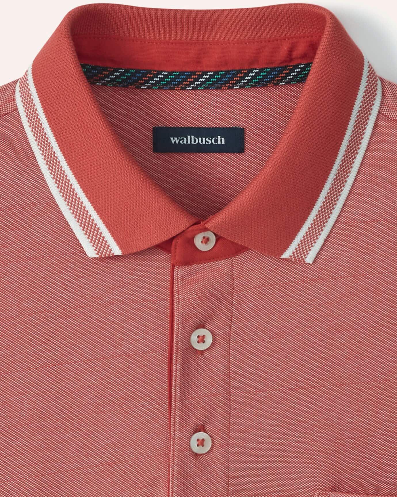 Walbusch Extraglatt-Polo Bicolor, normale Größen, Farbe Orange, 48, lebendiger Farbeffekt atmungsaktiv Herren