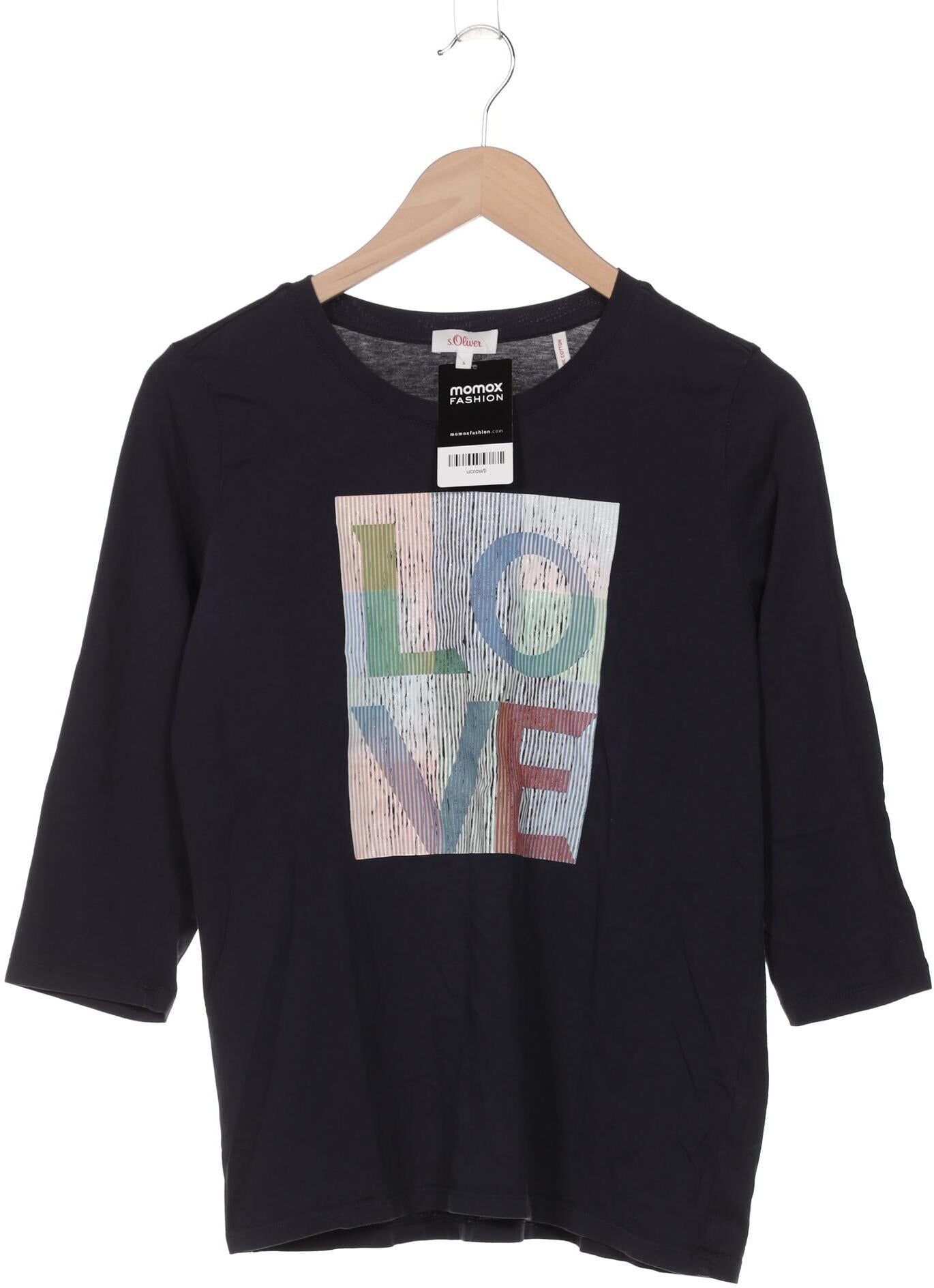 S. Oliver Damen Langarmshirt, Marineblau, Gr. S, Baumwolle - Second Hand