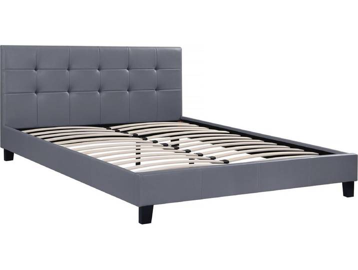 Lit double en pvc \ Julia\ - 160 x 200 - Gris clair