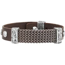 Seven-24 Armband Edelstahl mit braunem Leder