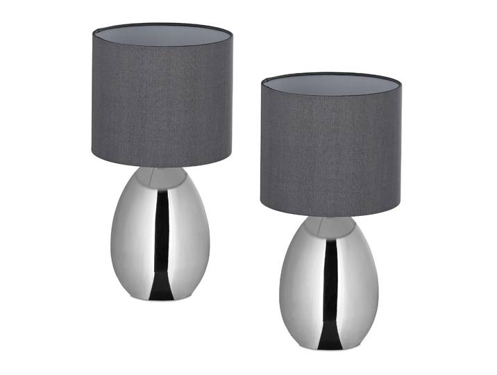 Nachttischlampe 2er-Set Silber-Grau