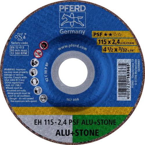 PFERD TOOLS EH 115-2,4 PSF ALU+STONE 61830122 Trennscheibe gekröpft 115mm 25 St. Aluminium, NE-Metalle, Titan, Titanlegierung