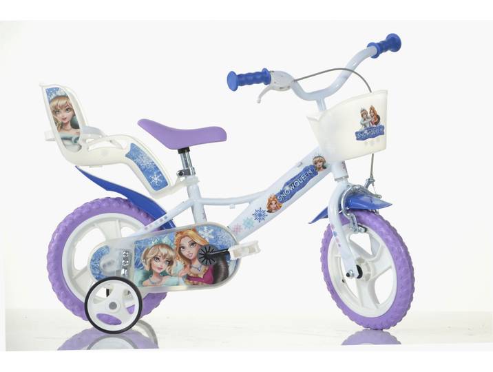Kinderfahrrad DINO BIKES 12 Snowqueen Kinderfahrrad Mädchen stabiler Stahl-Rahmen Stützräder Gr. 21, weiss (weiß), Fahrräder, Kinder, 21cm, 12 Zoll (30,48cm), Kinderfahrrad, mit Stützrädern, Korb und Puppensitz