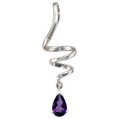 Kettenanhänger JOBO "Anhänger Tropfen", silber (silber 925), Schmuckanhänger, Damen, Silber 925 (Sterlingsilber), Kettenanhänger, 925 Silber mit Amethyst