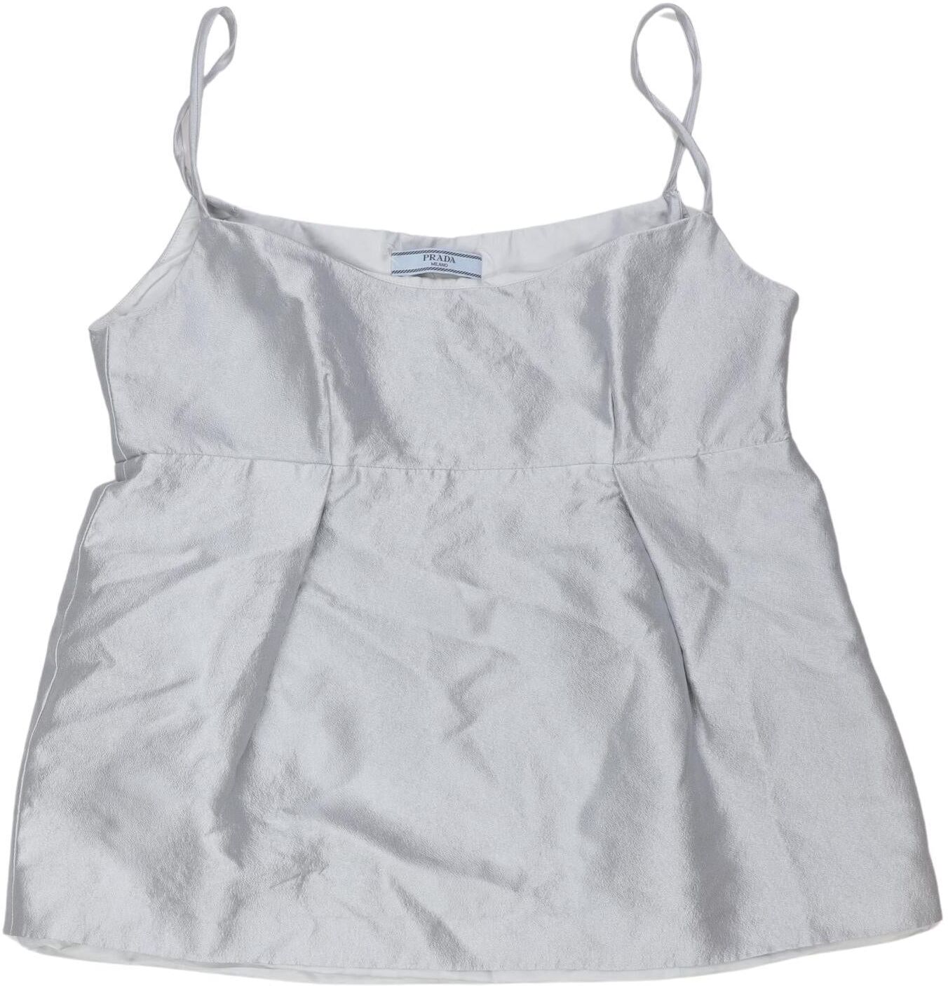 Prada Damen Top, Silber, Gr. EU 36 (IT 42), Synthetik / Viskose / Seide / Wolle - Second Hand