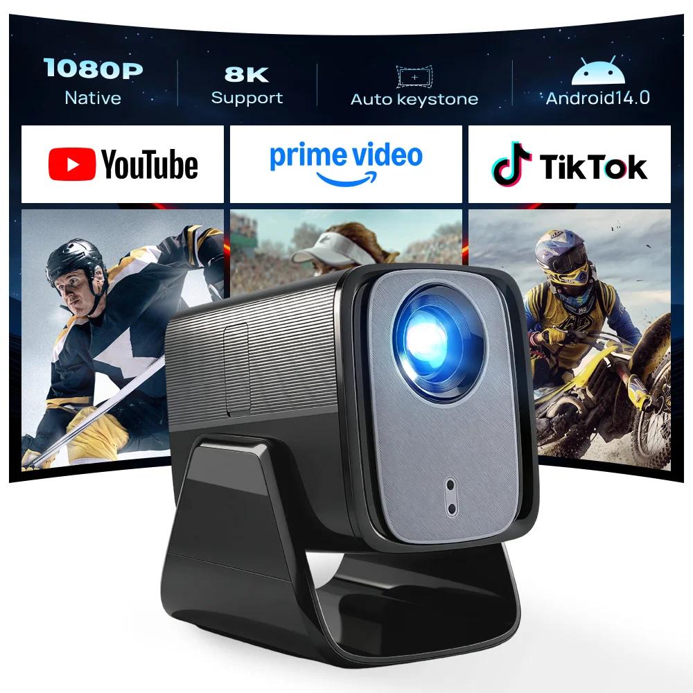 Smart-Projektor - Tragbarer Heimkino-Beamer - 4K-Unterstützung - Full HD 1920x1080 - 1500 ANSI-Lumen - WLAN - Automatische Trapezkorrektur - EU-Stecker