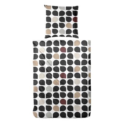 Bettwäsche PRIMERA "Mako-Satin -Bettwäsche Drops", schwarz (grau), B/L: 135cm x 200cm, 1 Stk., 1 Stk., Mako-Satin, B/L: 80cm x 80cm, 2 Stk., Mako-Satin, Obermaterial: 100% Baumwolle, Bettwäsche, Bettwäsche, mit eleganten Tropfen