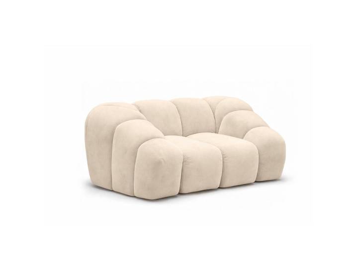 Kaiser Möbel Sessel modular, Veloursstoff Bluvel, Creme, Croissant, Holz, 168x72x115 cm, Wohnzimmer, Sessel, Polstersessel
