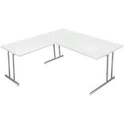 Kerkmann Winkel-Schreibtisch »Artline Transparent« 160 cm 90° Winkel höhenverstellbar weiß, 160x82x80 cm