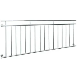 ECD Germany Französischer Balkon Edelstahl 90 × 225 cm – Geländer mit 16 Füllstäben, glänzend, stabiles Balkongitter & Fenstergeländer für