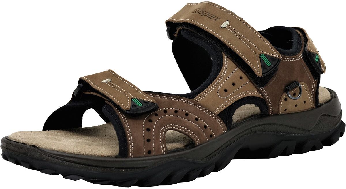 Sandale GRISPORT "Sandale", Herren, Gr. 46, braun, Obermaterial: 100% Rindnubukleder CNU., Schuhe Sandale