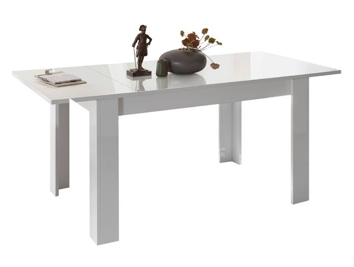 Table de repas extensible Venus blanc brillant/chene cadiz - Basika