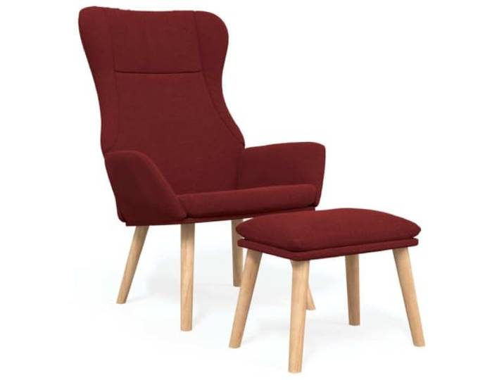 Makastle Relaxsessel mit Hocker Weinrot Stoff